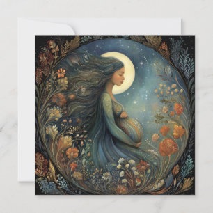 Cartão Mulher Grávida Floral Dia das Mães Celestial
