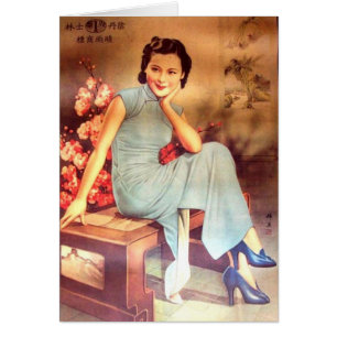 Cartão mulher idosa de shanghai do poster chinês do