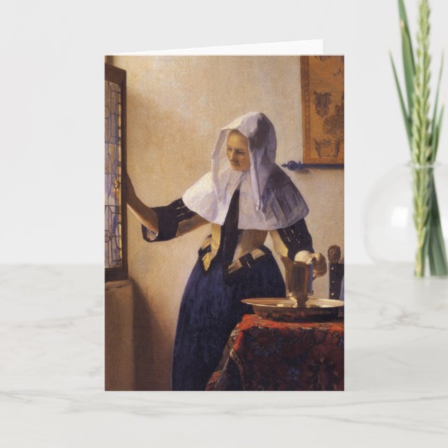 Cartão Mulher jovem com lançador de água (Frente)