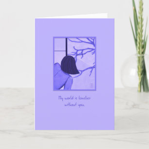 Cartão Mulher jovem na tela Shoji O mundo é mais longo