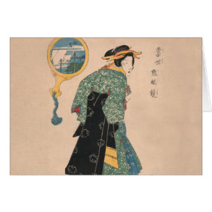 Cartão Mulher Kimono japonesa: Ukiyo-e Woodblock Impressã