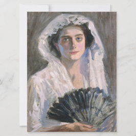 Cartão Mulher legante com ventilador negro (Fujishima Tak