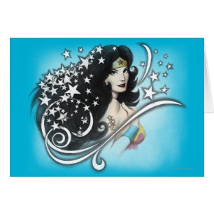 Cartão Mulher Maravilha e Estrelas