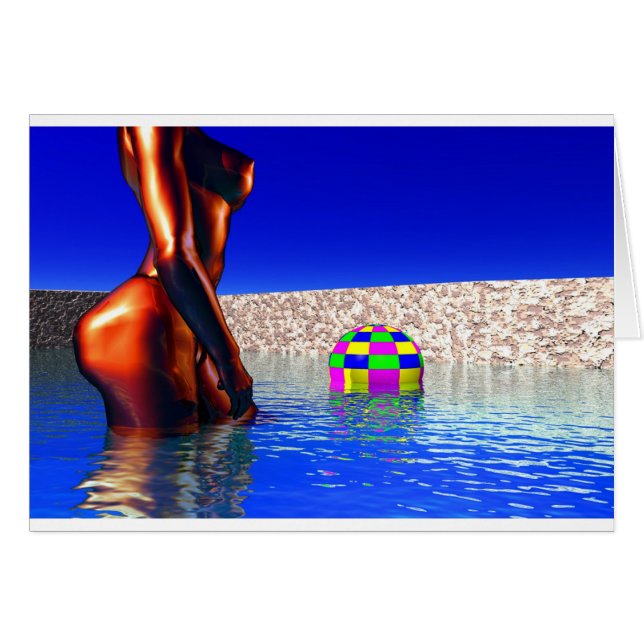 Cartão Mulher na Piscina (Frente Horizontal)