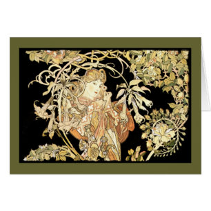 Cartão Mulher nas videiras de Jasmine