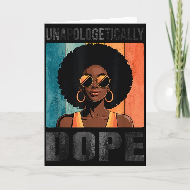 Cartão Mulher Negra Afro sem Desculpas Retrô (Frente)