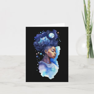 Cartão Mulher Negra Espiritual Afro Rapariga Galáxia Mela