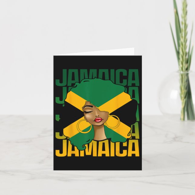 Cartão Mulher Negra Feliz Dia da Independência Jamaica (Frente)