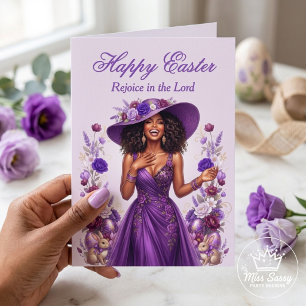 Cartão Mulher Negra Floral Cruz Religiosa Páscoa