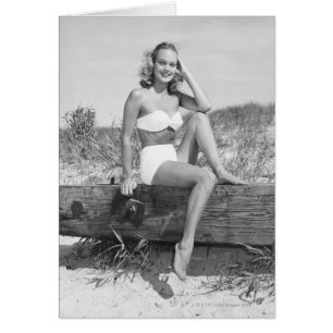 Cartão Mulher no biquini