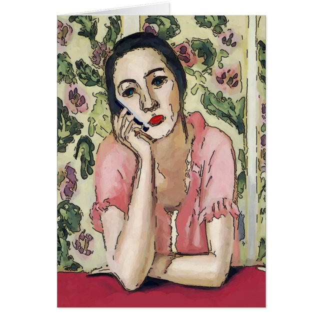 Cartão Mulher no Estilo de Matisse por Abstrato de Telefo (Frente)