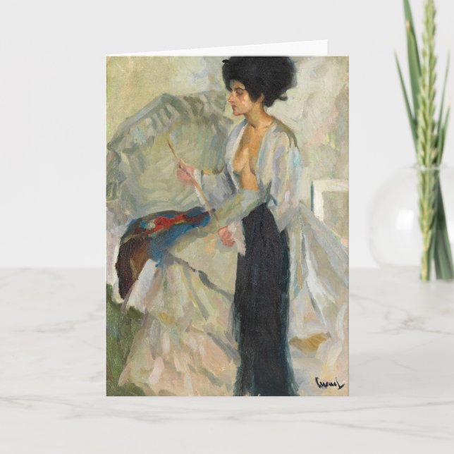 Cartão Mulher no estúdio | Edward Cucuel (Frente)