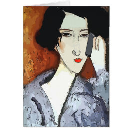 Cartão Mulher no telefone celular Abstrato 4