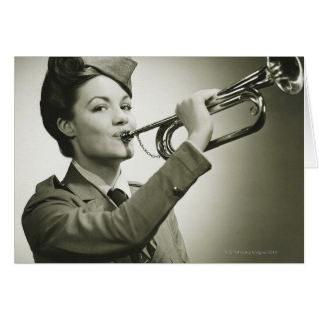 Cartão Mulher no Uniforme Soldado (Frente Horizontal)