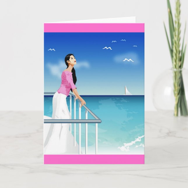 Cartão mulher observando o mar (Frente)