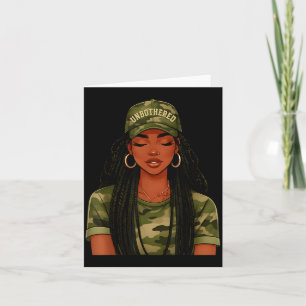 Cartão Mulher Preta Despreocupada Locs Camo Garota Mulher