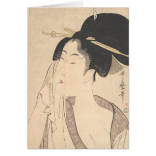 Cartão Mulher que relaxa após seu banho