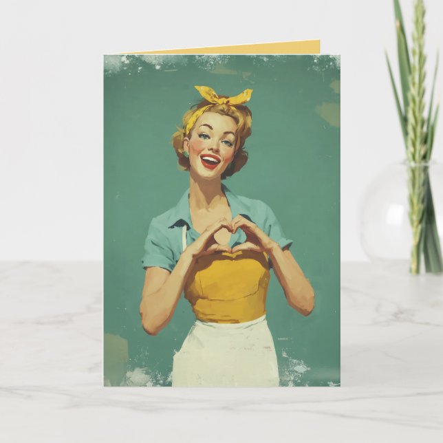 Cartão Mulher Retro Enviando Amor (Frente)