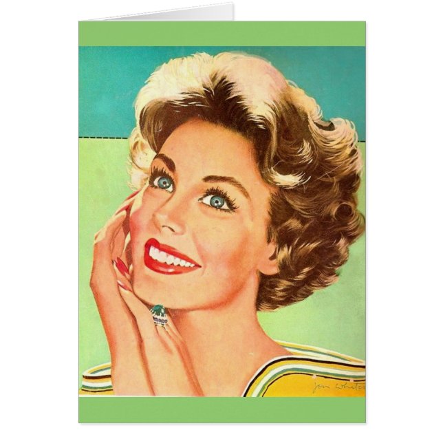 Cartão Mulher retro - vendo seu ex com um Downgrade, (Frente)