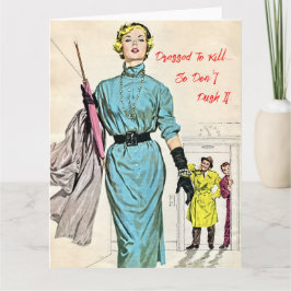Cartão Mulher Retro Vestida Ao Matar