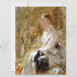 Cartão Mulher sentada em um vestido branco (beleza elegan