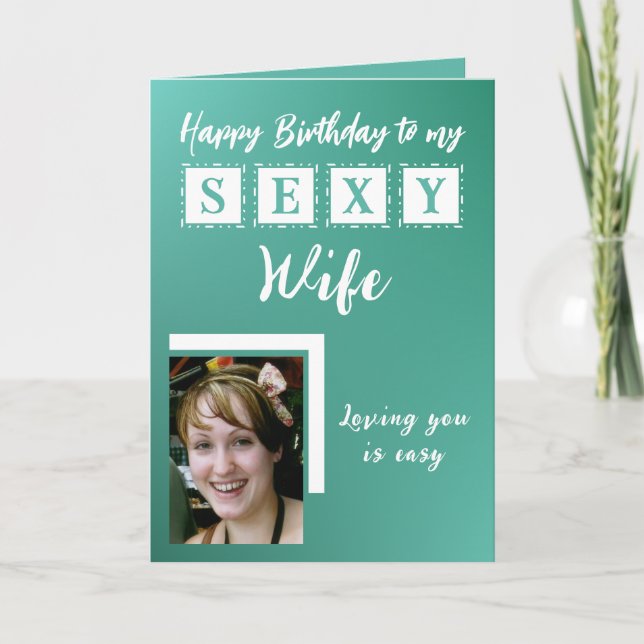 Cartão Mulher sexy adiciona fotos de aniversário verde (Frente)