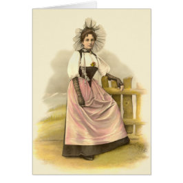 Cartão Mulher suíça bonita no traje tradicional, Berna