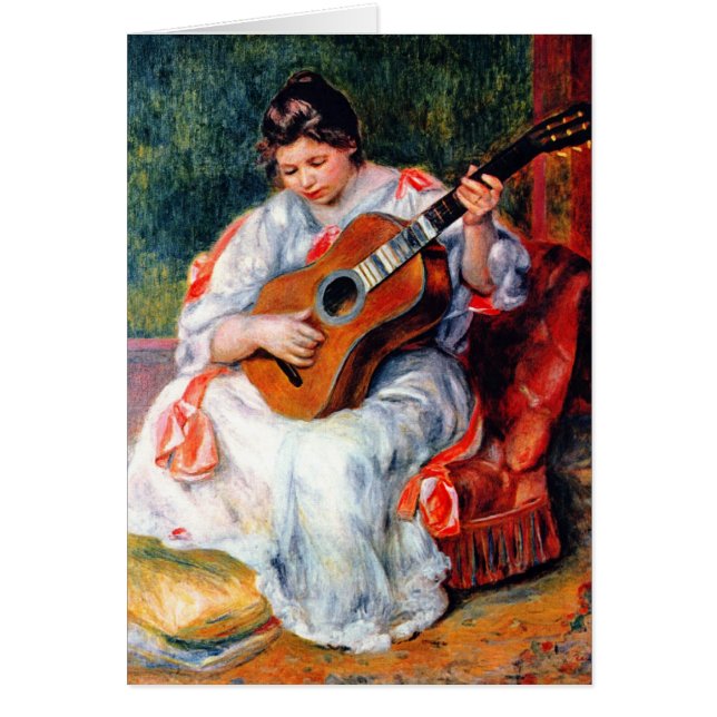 Cartão Mulher tocando violão por Pierre Renoir (Frente)