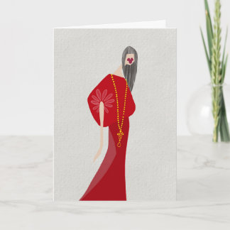 Cartão Mulher Vermelha Escarlate Estilo Glam Moda Arte Ca