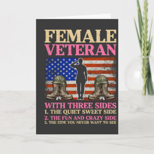 Cartão Mulher Veterana Militar Divertida Bandeira America