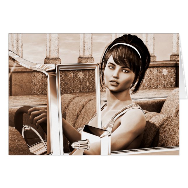 Cartão Mulher Vintage (Frente Horizontal)