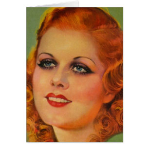 Cartão Mulher Vintage Retro dos Anos 20 Estrela de Cinema