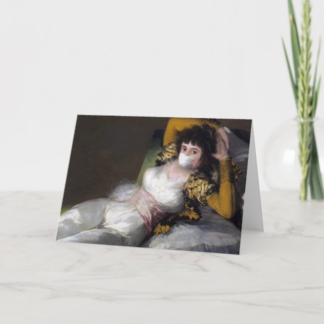 Cartão Mulher vitoriana em pintura renascentista de másca (Frente)