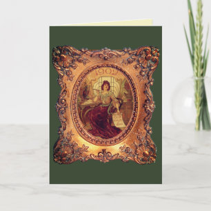 Cartão Mulher vitoriana no elegante quadro vitoriano