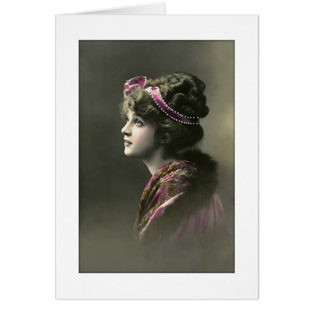 Cartão Mulher vitoriosa com expressão esperançosa (Frente)