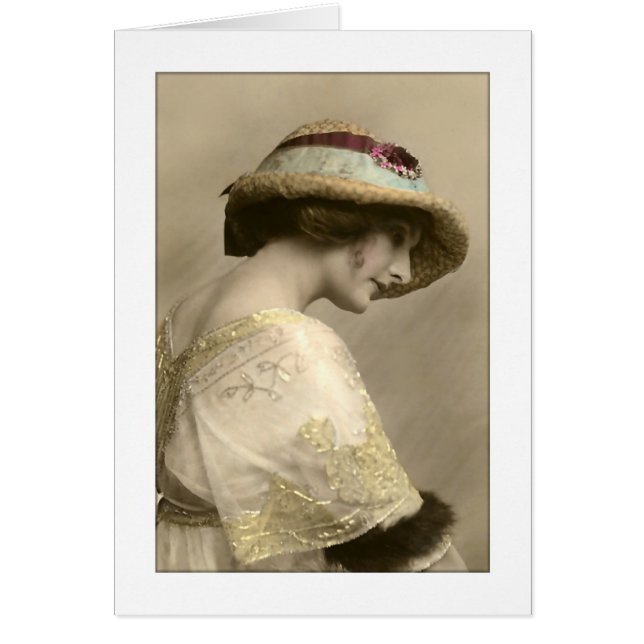 Cartão mulher vitoriosa que vestimenta (Frente)