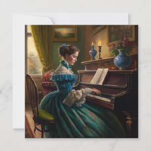 Cartão Mulher vitoriosa tocando piano