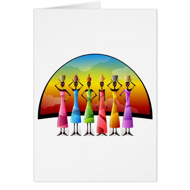 Cartão Mulheres africanas com embarcações (Frente)