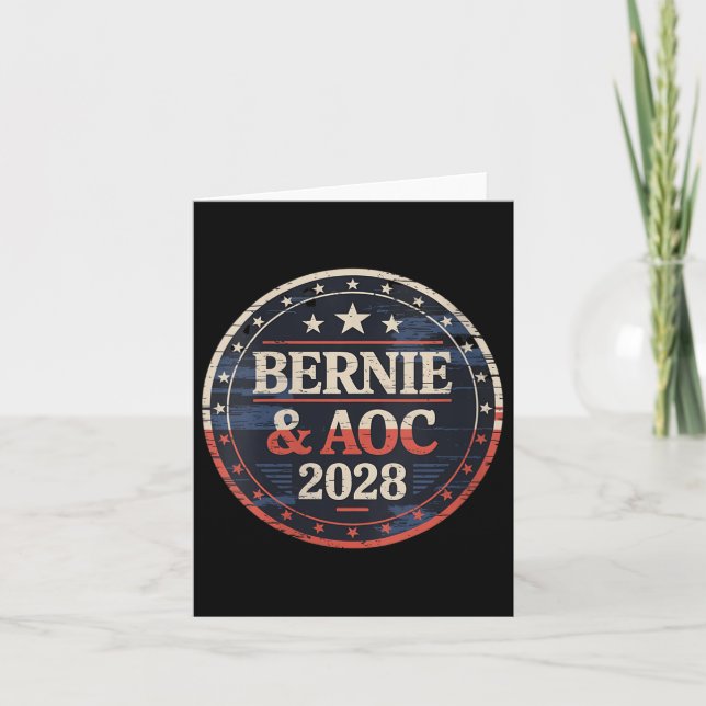 Cartão Mulheres Bernie Sanders E Aoc 2028 Para O Presiden (Frente)
