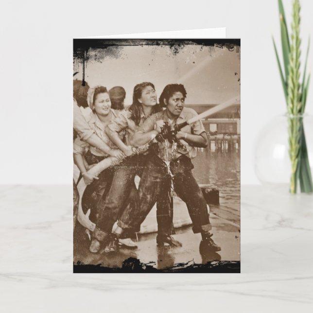 Cartão Mulheres Bombeiros Pearl Harbor 7 de dezembro (Frente)