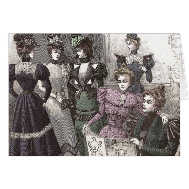 Cartão Mulheres bonitas do Victorian em vestidos longos (Frente Horizontal)