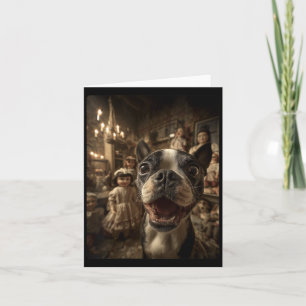 Cartão Mulheres Boston Terrier Selfie Com Bonecas Y Assus