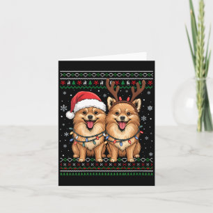 Cartão Mulheres Cachorro Meraniano Feio Natal Papai Noel
