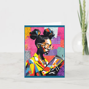 Cartão Mulheres educadas história negra geométrica lendo