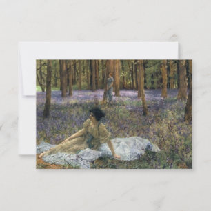 Cartão Mulheres em Floresta de Flores Bluebell