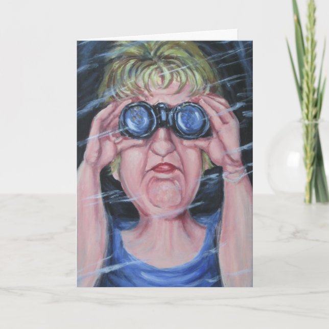 Cartão Mulheres Engraçadas Com Binoculares (Frente)