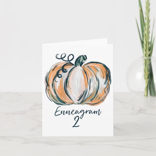 Cartão Mulheres Enneagram 2 Aquarela Pumpkin Caem Graças (Frente)