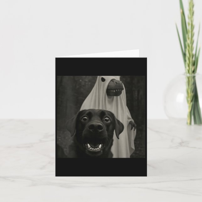 Cartão Mulheres Funny Halloween Selfie Black Lab Com (Frente)