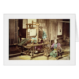 Cartão Mulheres japonesas que tecem, c.1890 (phot
