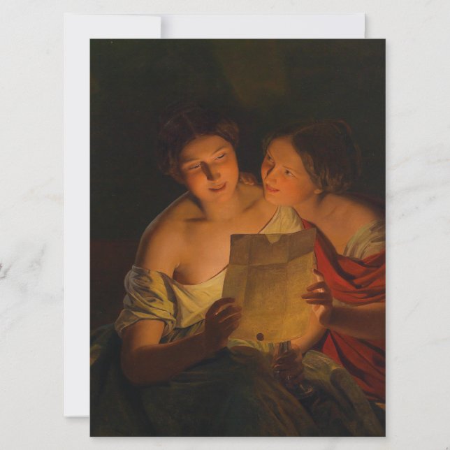 Cartão Mulheres lendo uma carta de amor (Frente)